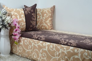 Pościel Bawełniana 140x200 winorośl brąz/krem