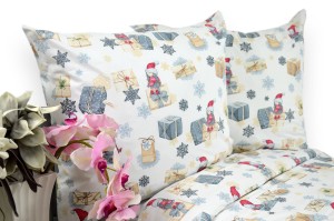 Pościel Bawełniana 160x200 świąteczna Mikołaj i prezenty