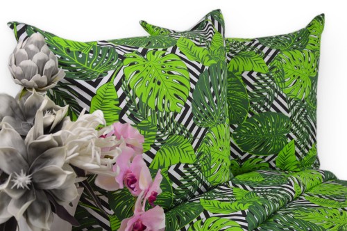 Pościel Bawełniana 160x200 Monstera Zieleń