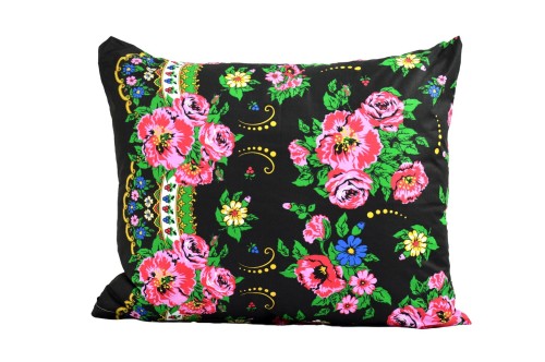 Poszewka bawełniana rozmiar 50x60 folk czarne tło