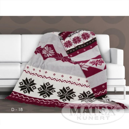 Koc Bawełniany 150x200 Moreno z frędzlami Śnieżynki Czerwień