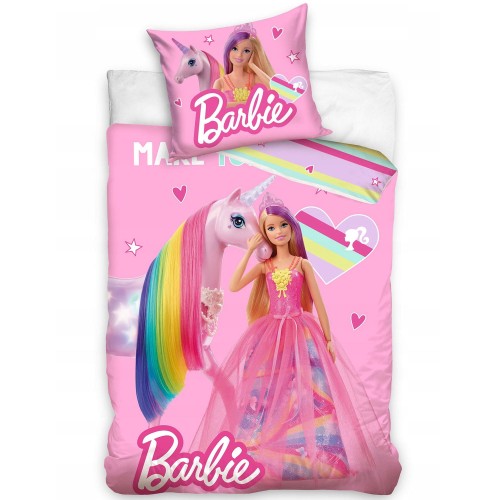 Pościel Bawełniana 140x200 Barbie tęcza