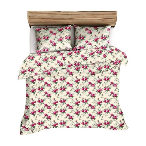 Pościel flanelowa 140x200 Róże Bordo