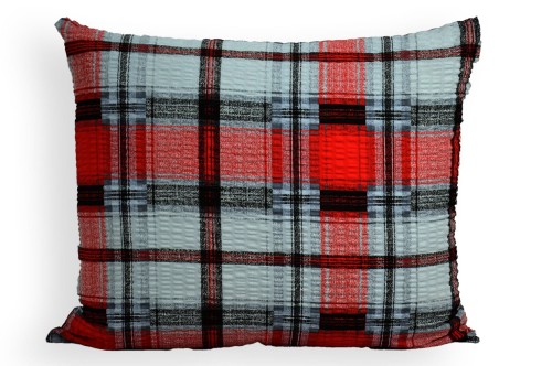 Poszewka z kory 50x60 szaro-czerwona kratka