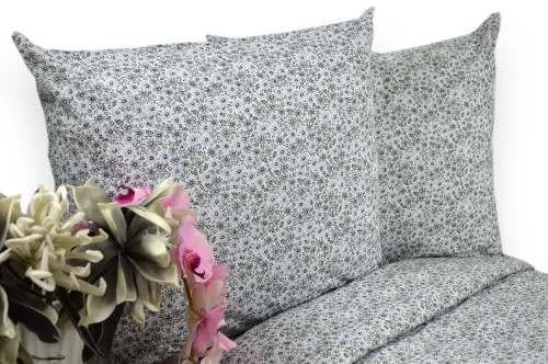 Pościel Bawełniana 140x200 szare kwiatuszki