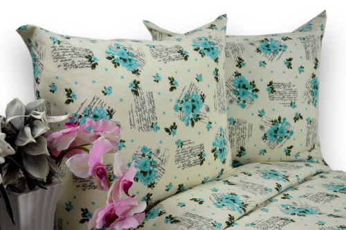 Pościel Flanelowa 140x200 niebieskie róże