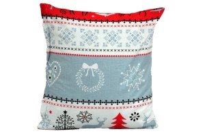 Poszewka bawełniana 40x40 świąteczna renifery szare pasy