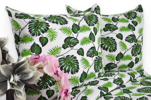 Pościel Flanelowa 140x200 monstera zielona