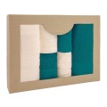 Komplet Ręczników z Bawełny 6el Solano Ecru + Ciemny Turkus 2x30x50+2x50x90+2x70x140