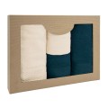 Komplet Ręczników z Bawełny 4el Solano Ecru + Granat  2x50x90+2x70x140