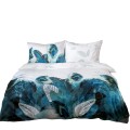 Pościel satyna bawełniana 160x200 Panel Turkusowe Pióra