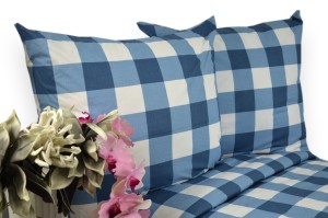 Pościel bawełniana 140x200 niebiesko-biała kratka