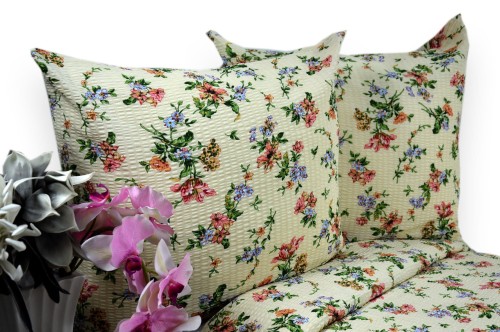 Pościel bawełniana 140x200 polne kwiaty tło krem