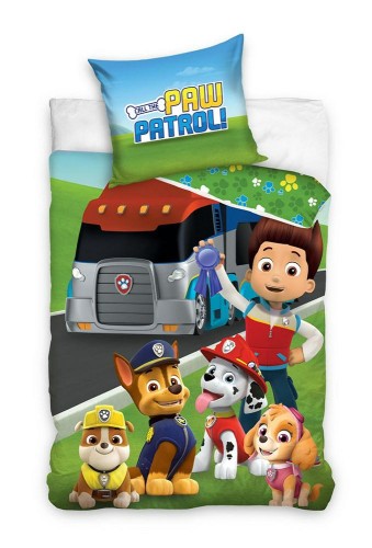 Pościel bawełniana 140x200 Psi Patrol pieski zielona 