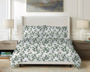 Pościel Satynowa 160x200 EXCLUSIVE Akwarelowe liście eukaliptusa