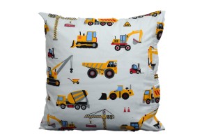 Poszewka bawełniana 40x40 koparki białe tło D68