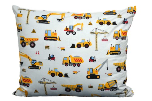 Poszewka bawełniana 50x60 koparki białe tło D68