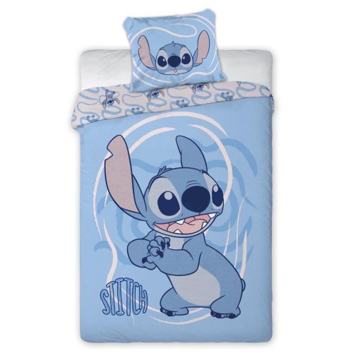 Pościel bawełna 160x200 + 1x70/80 Lilo i Stitch 002 niebieski