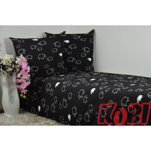 Pościel z kory 160x200 Baranki Czarne