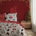 Pościel bawełniana świąteczna 220x200 Świąteczne pingwiny