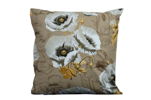 Poszewka bawełniana 40x40 Białe maki beżowe tło 3520