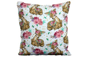 Poszewka bawełniana 40x40 Jelonki i kwiaty D79