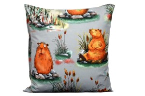 Poszewka bawełniana 40x40 Kapibara szare tło 3521