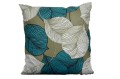 Poszewka bawełniana 40x40 Liście biały-turkus 3504