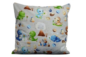 Poszewka bawełniana 40x40 małe dinozaury tło szare D92