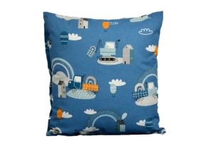 Poszewka bawełniana 40x40 Niebieska tęcza i koparka D81