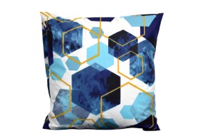 Poszewka bawełniana 40x40 niebieskie pięciokąty 3212