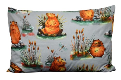 Poszewka bawełniana 40x60 Kapibara szare tło 3521