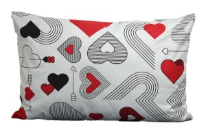 Poszewka bawełniana 40x60 serca białe tło 3458