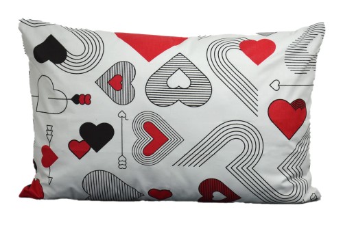 Poszewka bawełniana 40x60 serca białe tło 3458