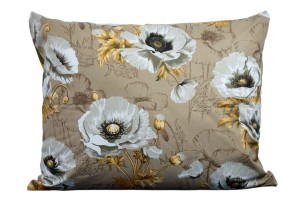 Poszewka bawełniana 50x60 Białe maki beżowe tło 3520