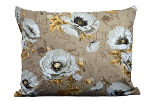 Poszewka bawełniana 50x60 Białe maki beżowe tło 3520