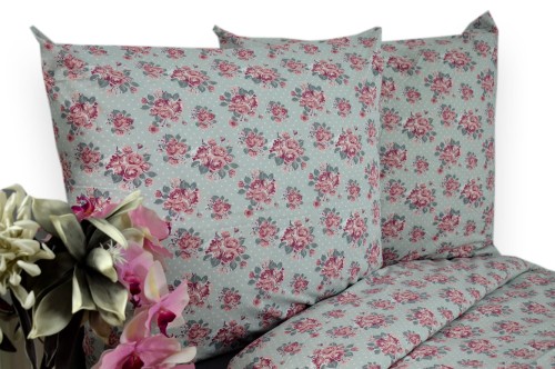 Pościel Bawełniana 140x200 róże szare tło 3535w