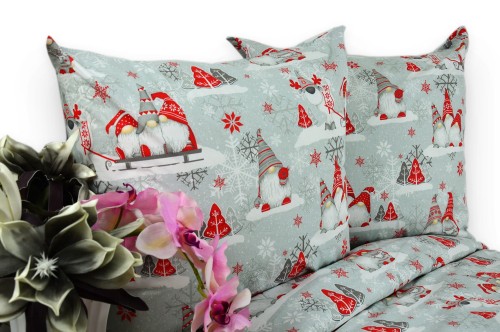 Pościel Bawełniana 140x200 świąteczne skrzaty 2053w