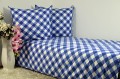 Pościel Bawełniana 160x200 biało-niebieska krata 3531