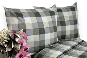 Pościel Bawełniana 160x200 krata szare cappuccino 3534