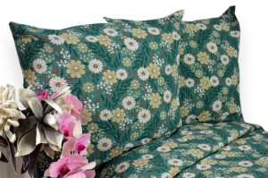 Pościel z kory 140x200 Kwiatki zielone tło 3529w