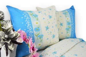 Pościel z kory 140x200 niebieska niezapominajka 0731w