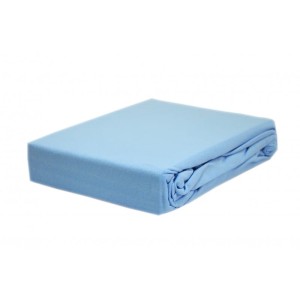 Prześcieradło jersey z gumką 90x200 kolor niebieski