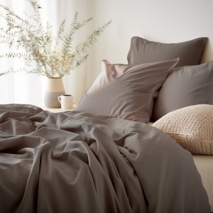 Pościel Satynowa 140x200 Ciemny Beż