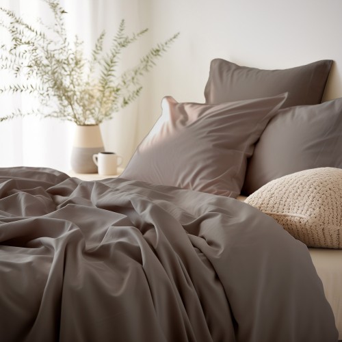 Pościel Satynowa 140x200 Ciemny Beż