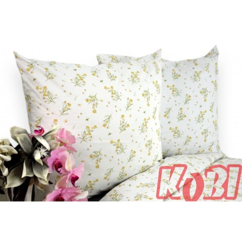 Pościel Bawełniana 160x200 Żółte Kwiatuszki