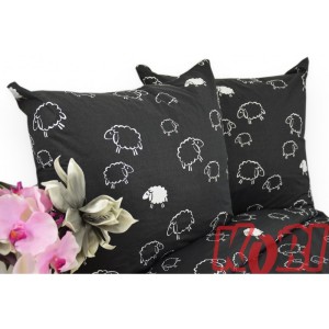 Pościel Bawełniana 160x200 Baranki Czarne