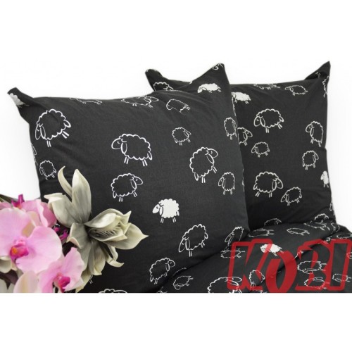 Pościel Bawełniana 160x200 Baranki Czarne