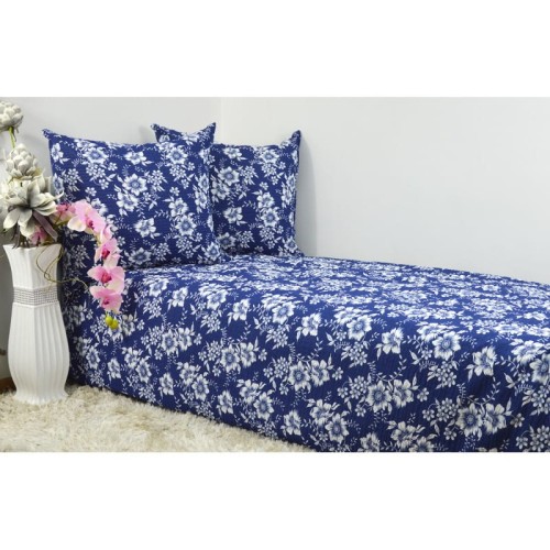 Pościel z Kory na zamek 140x200 Kwiaty granatowe tło