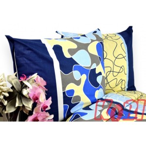 Pościel Bawełniana 140x200 Puzzle Niebieskie